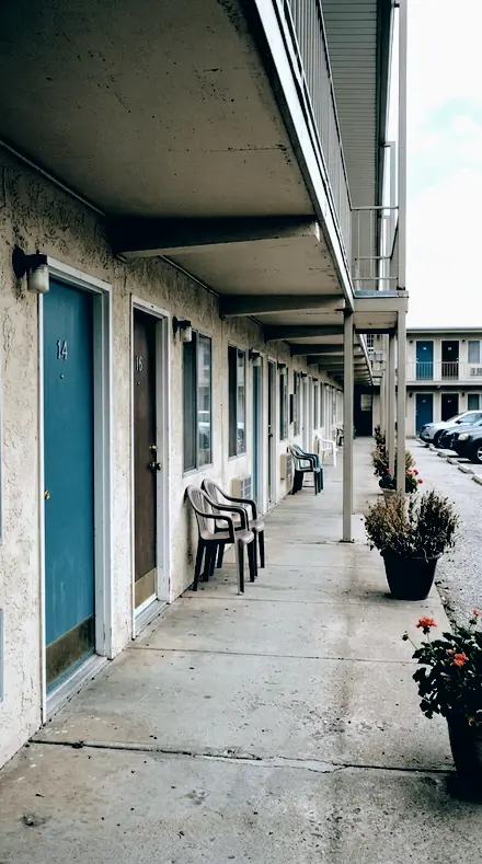 Suburb Sky applied to Motel door