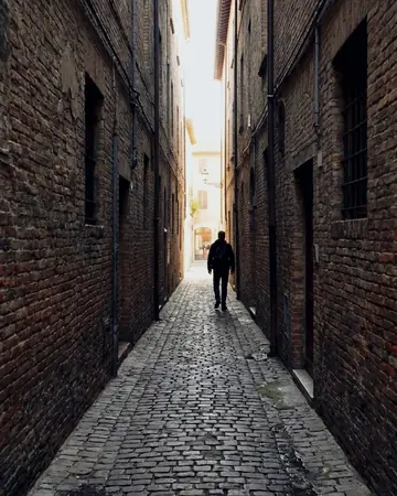 The alley says more in ink. With the Chrome Film preset applied.