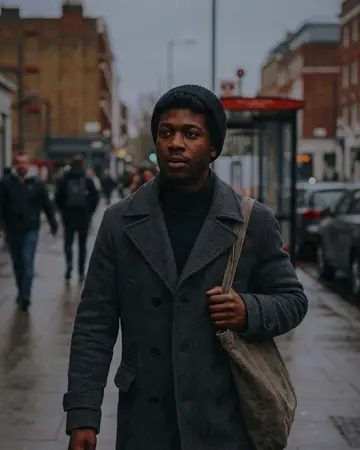 Street portrait black man. With the Cinema Grade preset applied.