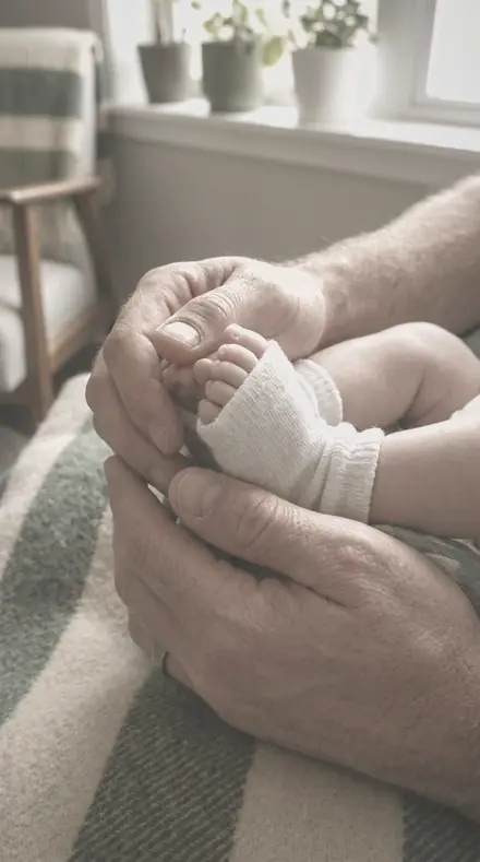 Wrapped Calm applied to Newborn hands