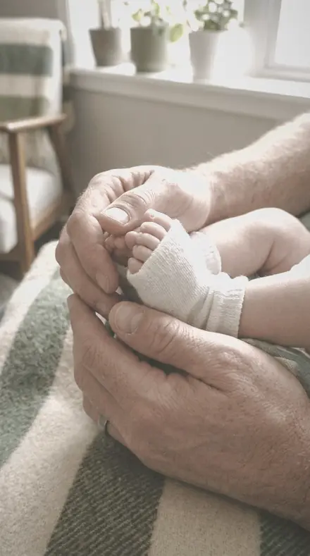 Downy Cheek applied to Newborn hands