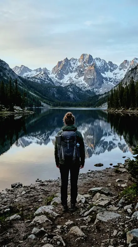Mountain lake. With the Herringbone Wave preset applied.