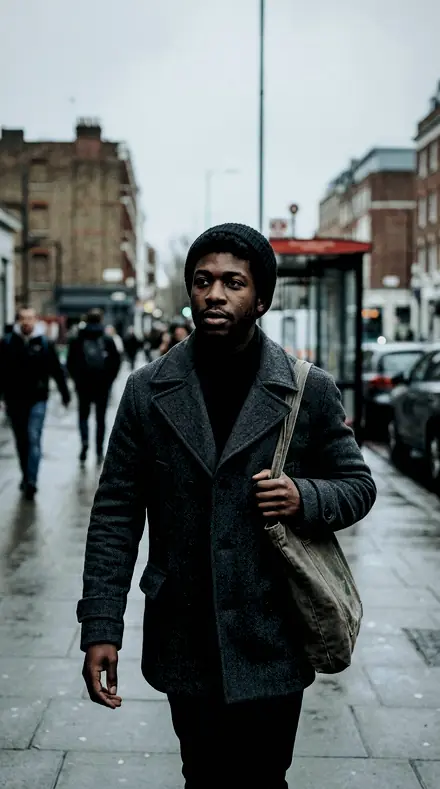 Holding Bay applied to Street portrait black man