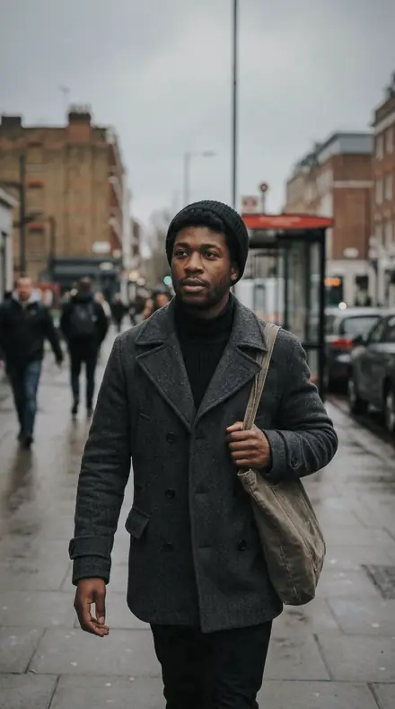 Railing Shadow applied to Street portrait black man