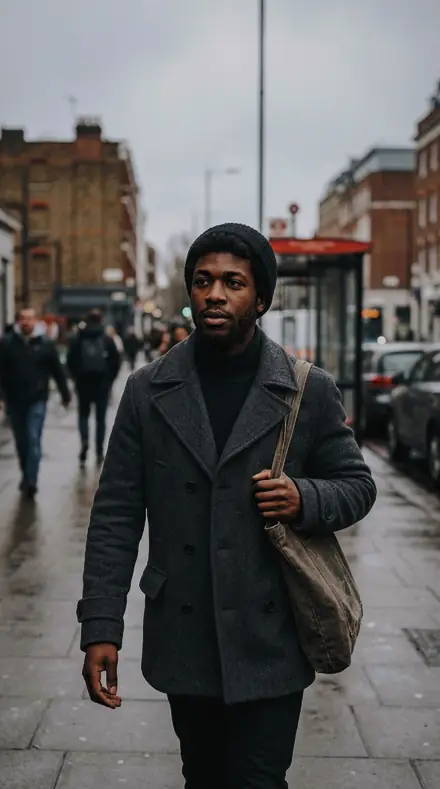 Solebar Grime applied to Street portrait black man