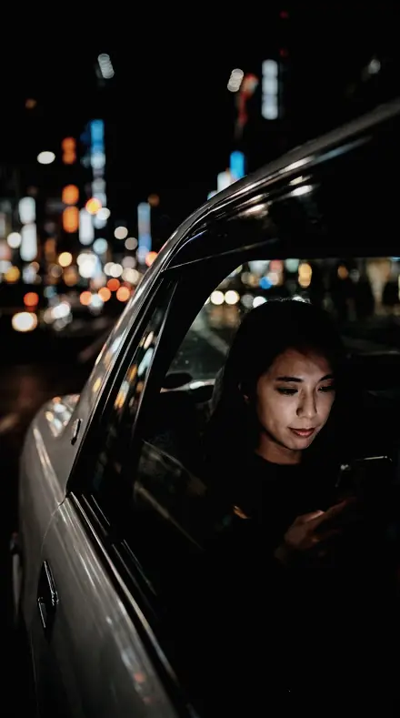 Half Face applied to Taxi night window