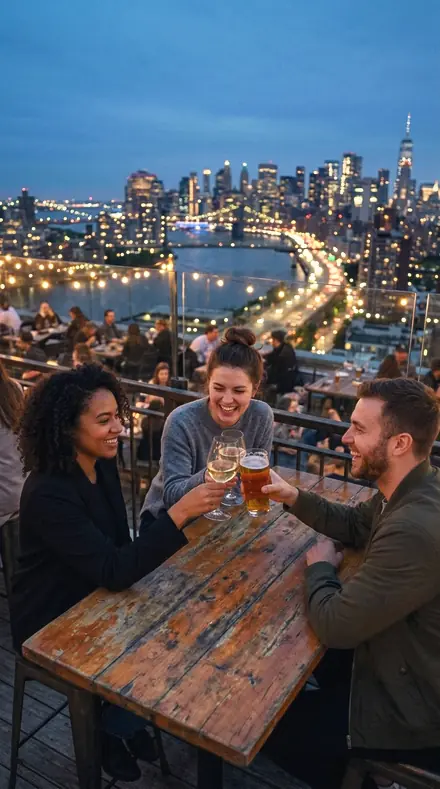 Apron String applied to Rooftop bar blue hour