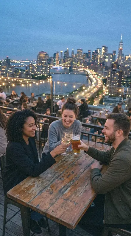 Muted Shore applied to Rooftop bar blue hour