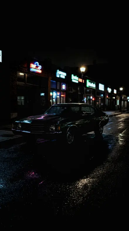Wall Label applied to Classic car neon