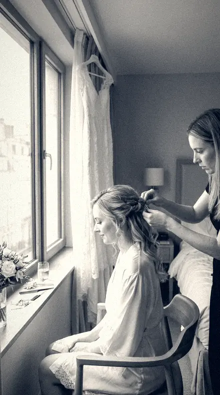 Brass Rubbing applied to Bridal prep window
