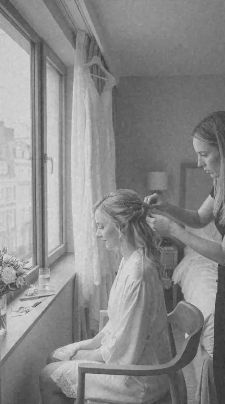Mount Board applied to Bridal prep window
