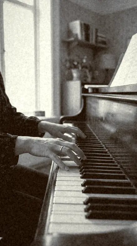 Vellum Print applied to Hands piano