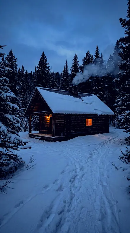 Cliff Face applied to Cabin blue hour