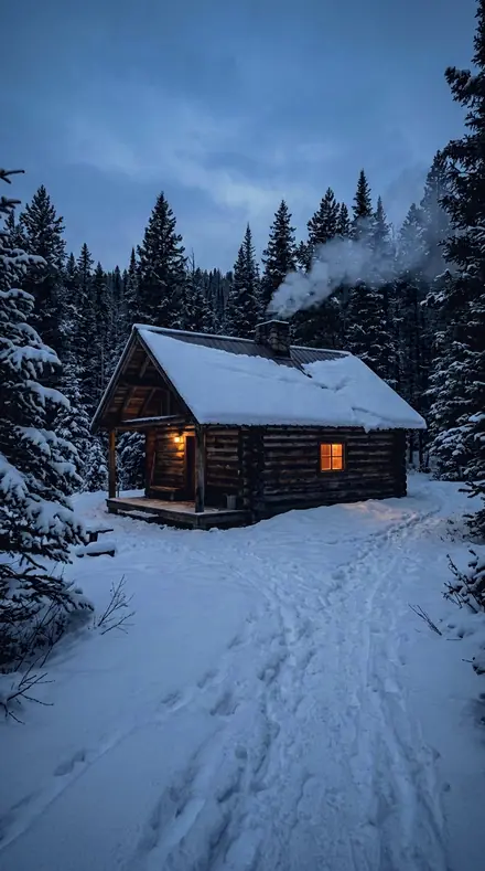 Rain Curtain applied to Cabin blue hour