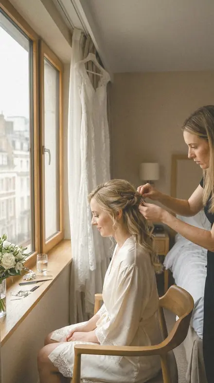 Amber Shade applied to Bridal prep window