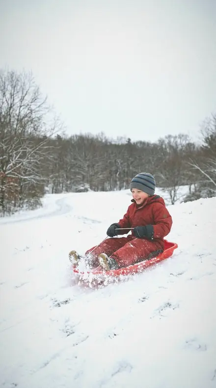 Corner Fold applied to Child sledding