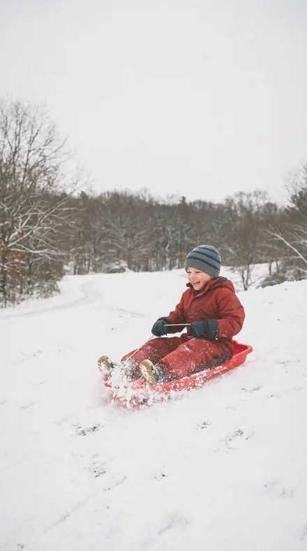 Gesso Ground applied to Child sledding