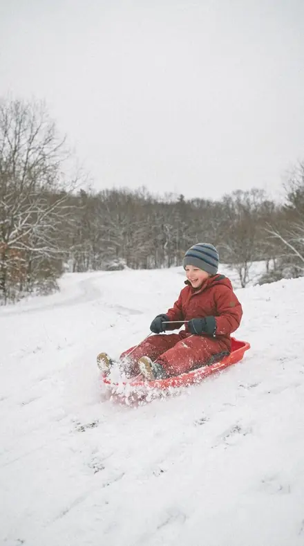 Varnish Layer applied to Child sledding