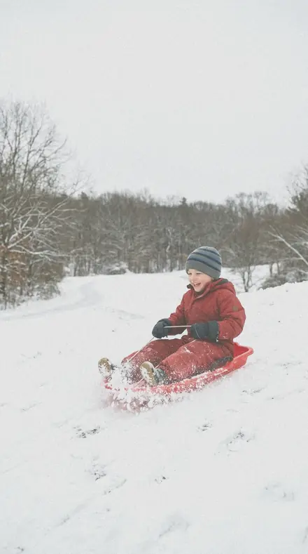 Vellum Finish applied to Child sledding
