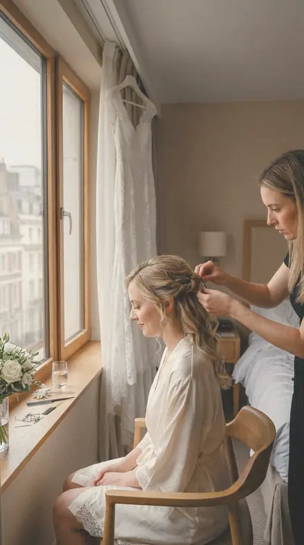 Reading Glasses applied to Bridal prep window