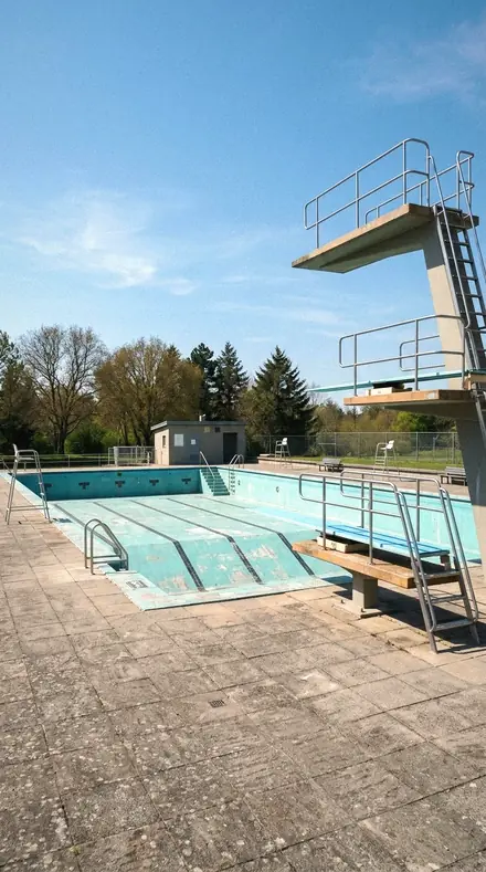 Milepost Sign applied to Empty pool