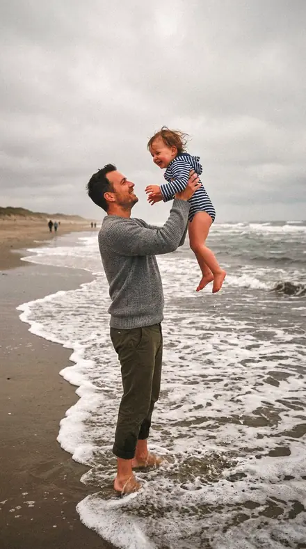 Hoof Dust applied to Father toddler beach