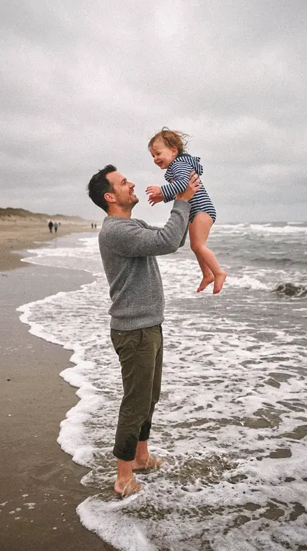 Lit Dust applied to Father toddler beach