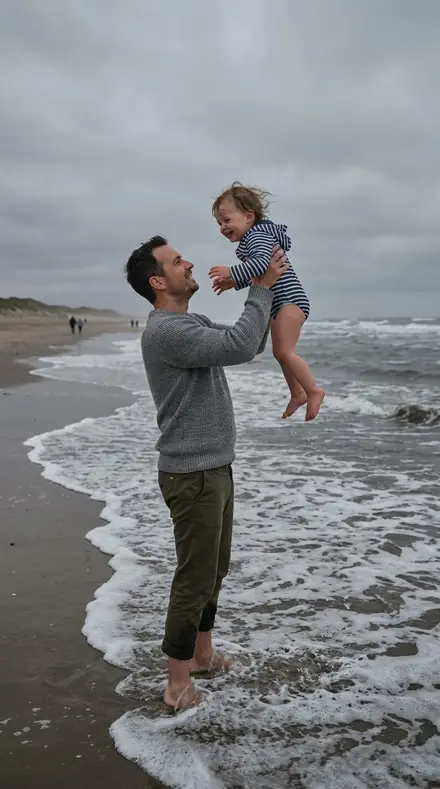 Before: Father toddler beach
