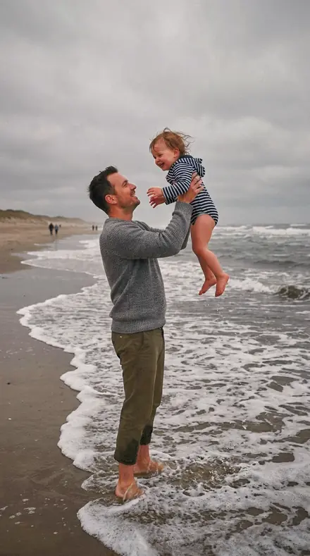 Savannah Noon applied to Father toddler beach