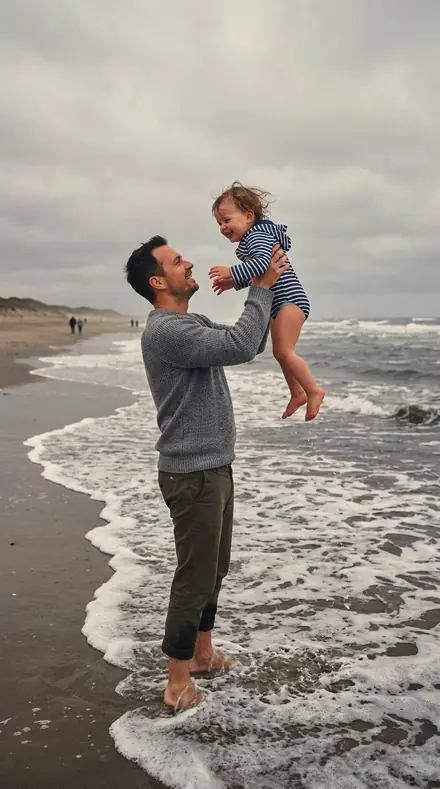GH-15 Gilt Edge applied to Father toddler beach