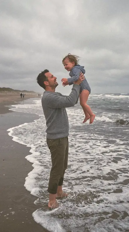 Prayer Bell applied to Father toddler beach
