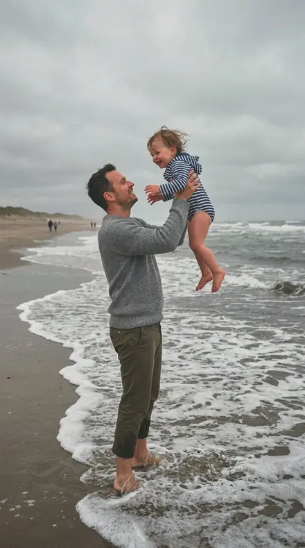Warp Thread applied to Father toddler beach