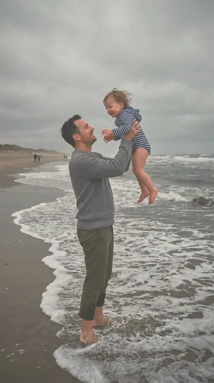 Stole Colour applied to Father toddler beach