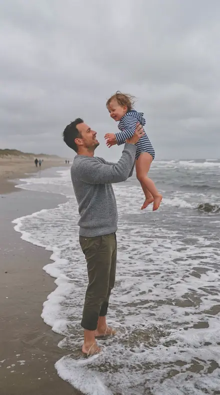 Route Tape applied to Father toddler beach