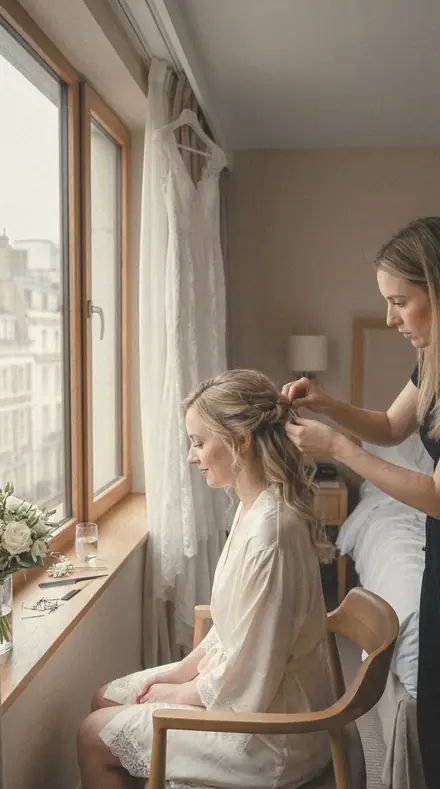 Antique Thread applied to Bridal prep window