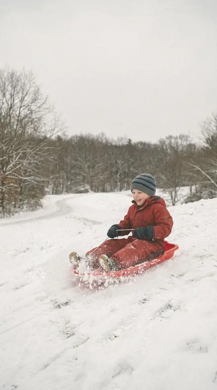 Brass Filigree applied to Child sledding