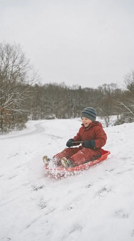 Amber Shade applied to Child sledding