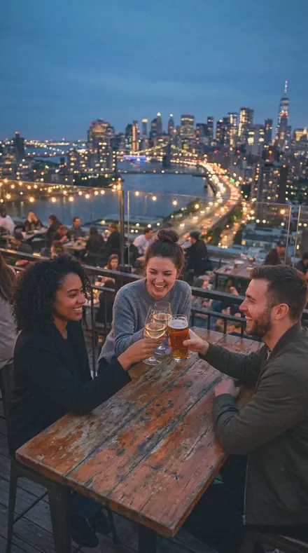 Rope Swing applied to Rooftop bar blue hour