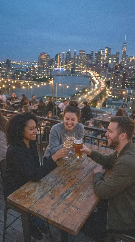 Wire Spool applied to Rooftop bar blue hour