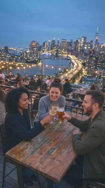 Estuary Calm applied to Rooftop bar blue hour