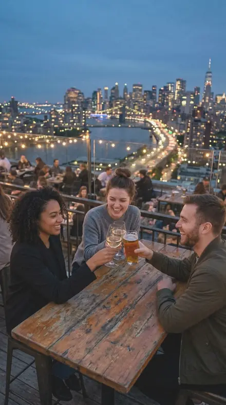 Nappy Stack applied to Rooftop bar blue hour