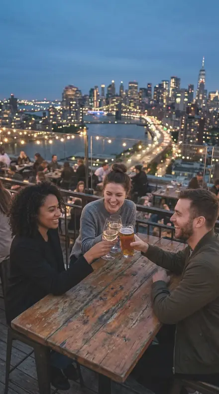 Bottle Teat applied to Rooftop bar blue hour