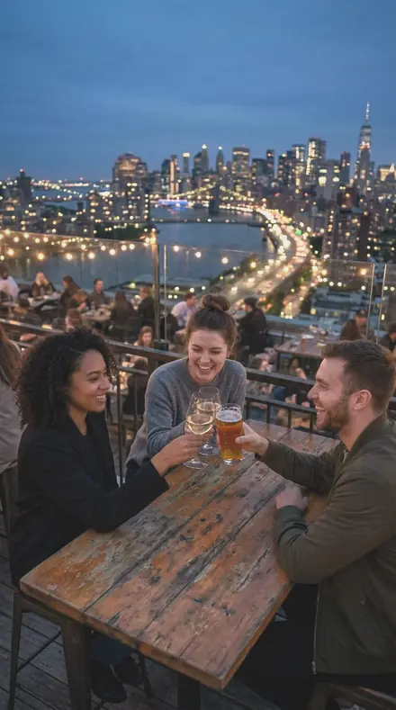 Changing Mat applied to Rooftop bar blue hour