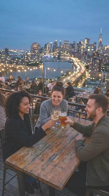 Page Corner applied to Rooftop bar blue hour