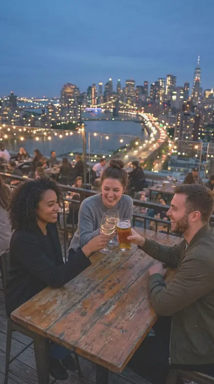 Print Column applied to Rooftop bar blue hour