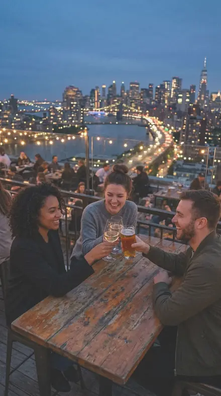 Reading Glasses applied to Rooftop bar blue hour