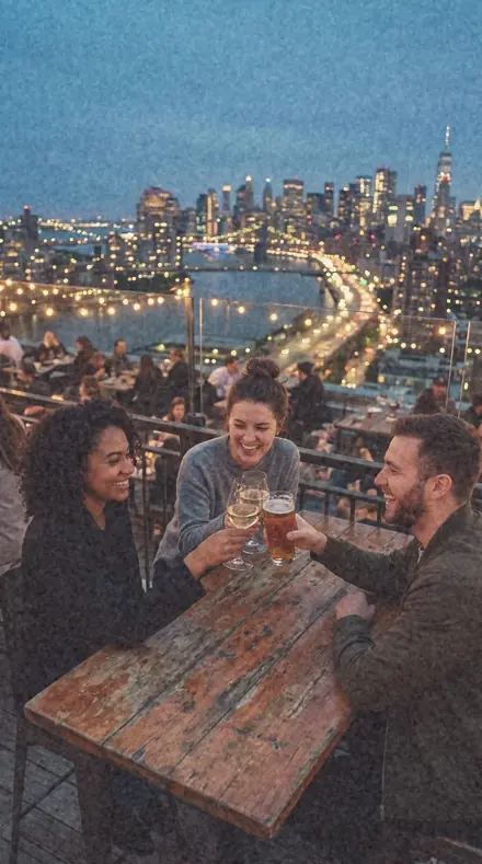 Ember Reel applied to Rooftop bar blue hour