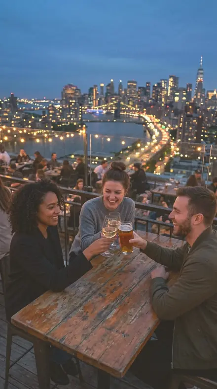 Offering Plate applied to Rooftop bar blue hour