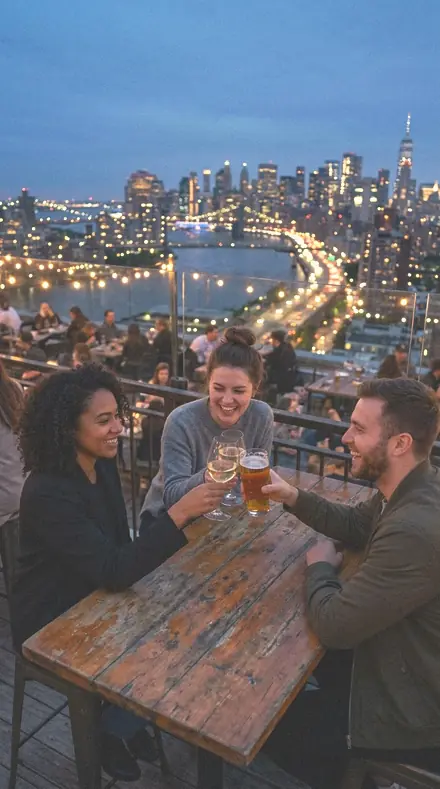 Uncoated Element applied to Rooftop bar blue hour