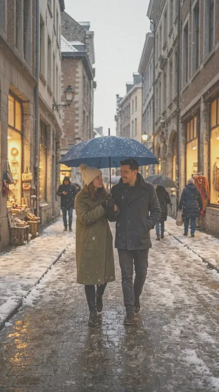 Watermark Line applied to Snow street couple